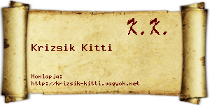 Krizsik Kitti névjegykártya